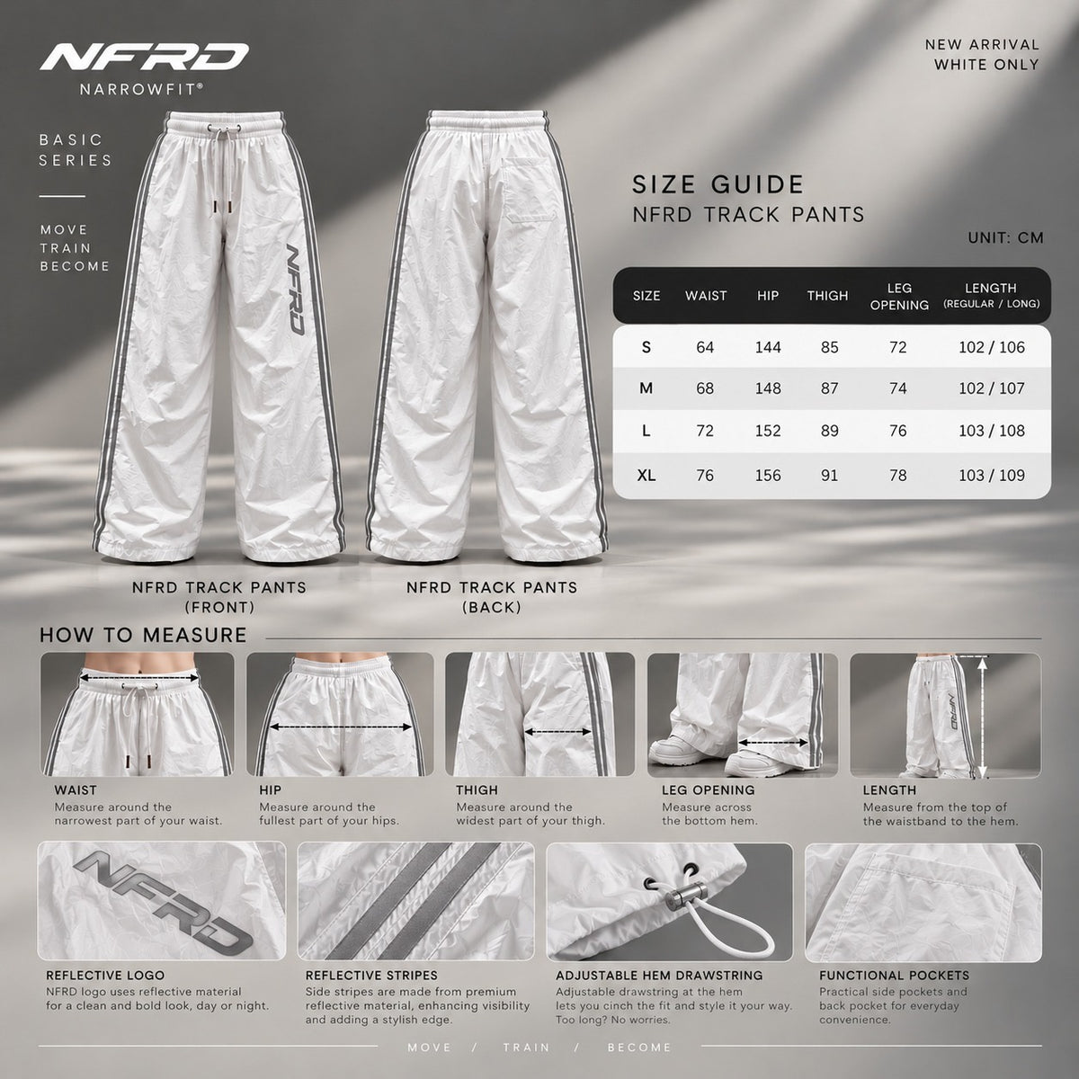 NFRD Wide-Leg Track Pants — White