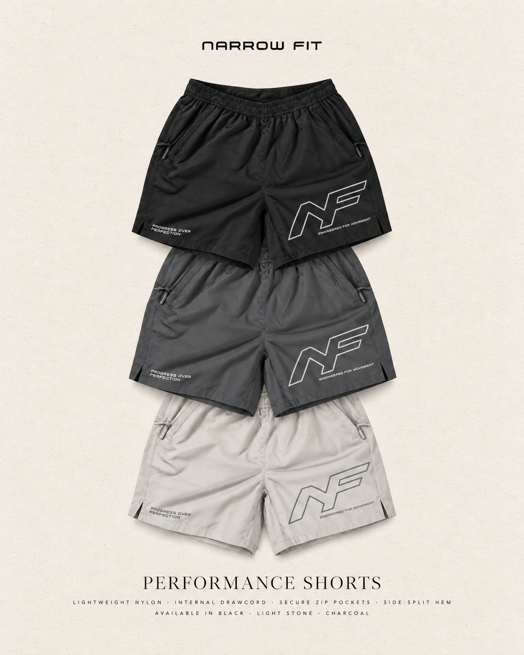 Narrow Fit Performance Shorts — 3-Piece Mix & Match Bundle