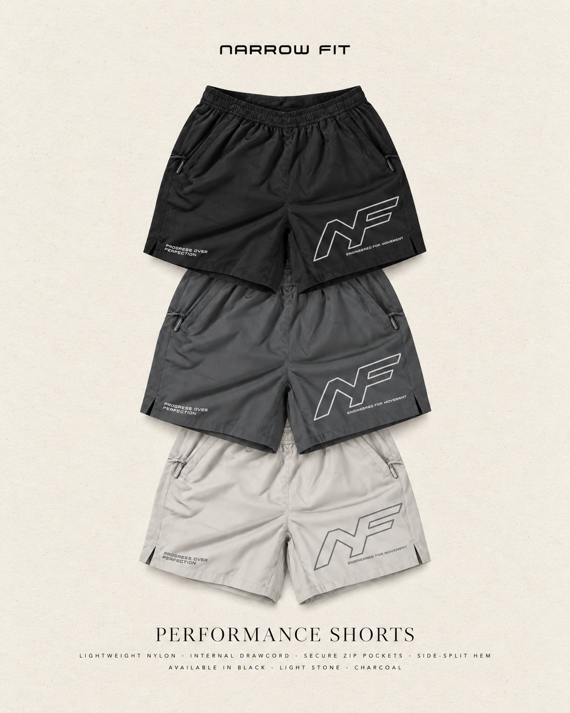 Narrow Fit Performance Shorts — 3-Piece Mix & Match Bundle