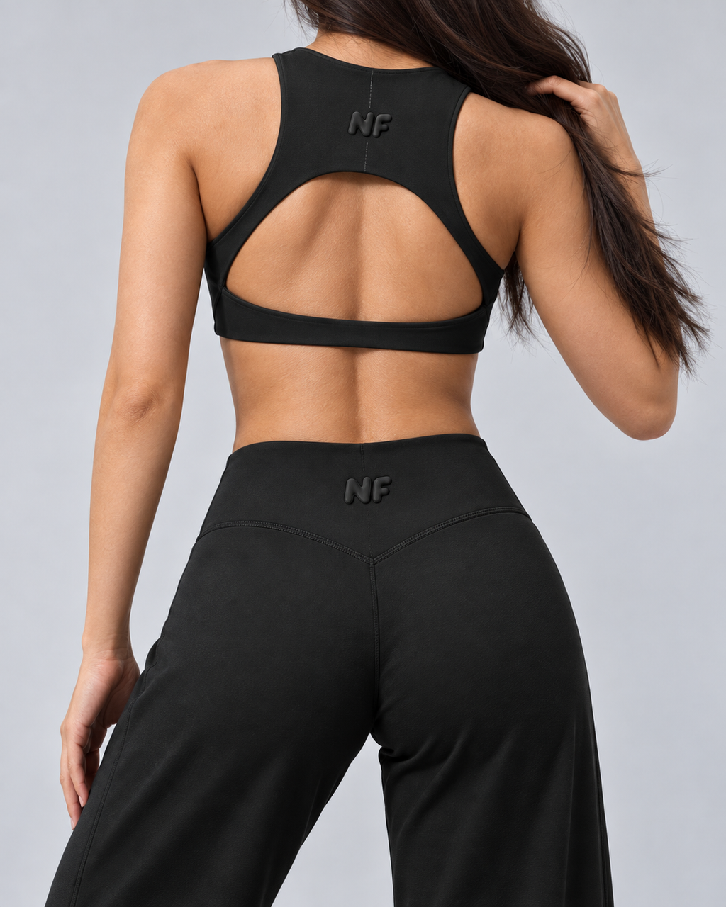 NF Top + Straight Leg Pants Set — Black