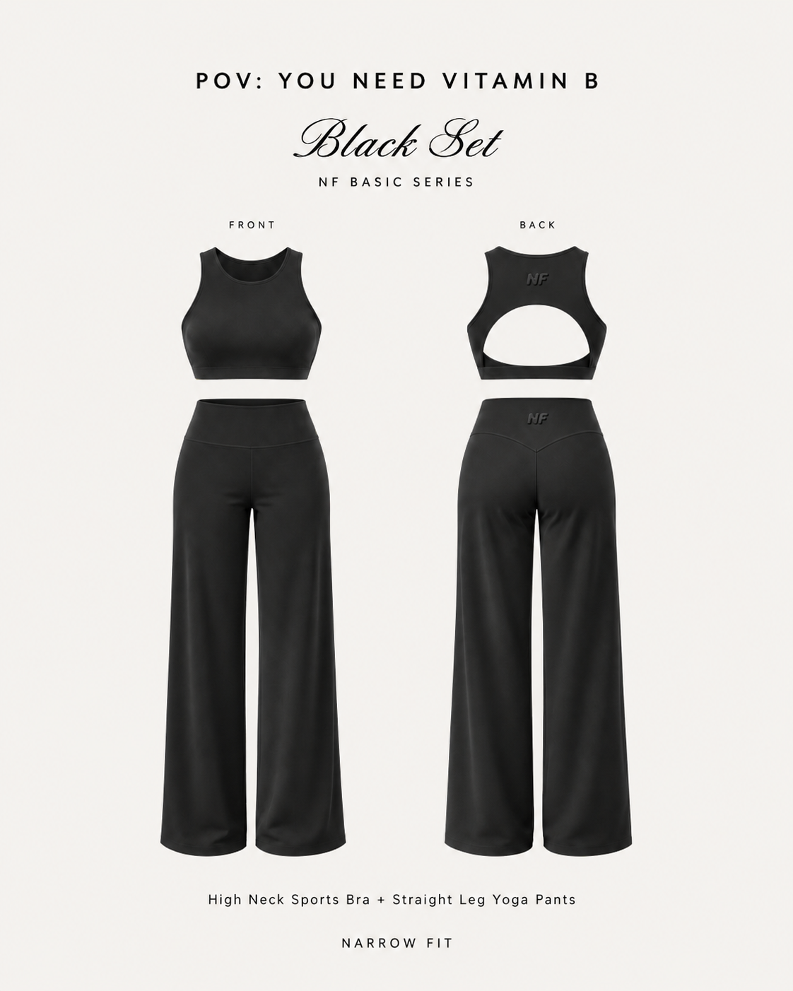 NF Top + Straight Leg Pants Set — Black